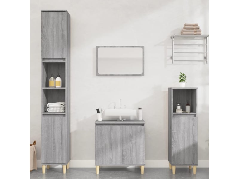  Ensemble de meubles de salle de bain 3 pcs sonoma gris cf63810  - Conforama B