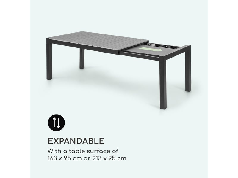 Blumfeldt menorca expand table de jardin extensible pour 8 personnes 163 x 95 cm - design aluminium & polywood - gris anthracite GDM13-MenorcaExp-GR - Conforama C