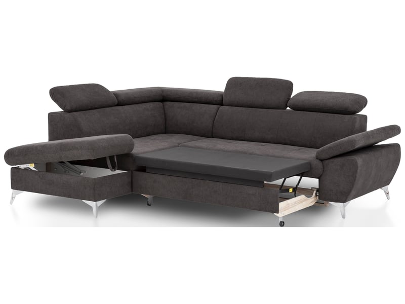 Canapé d'angle gauche convertible 4 places en tissu ALLY 2 coloris gris - Conforama D