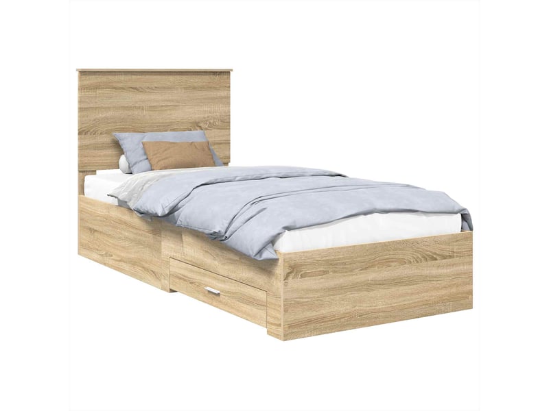 Lit simple- lit adulte - cadre de lit chêne sonoma 100 x 200 cm bois d'ingénierie - Conforama A