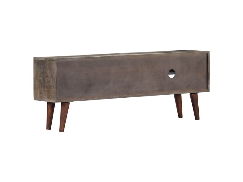  Meuble tv - banc tv - meuble de rangement gris 130x30x46 cm bois massif de manguier brut  - Conforama C