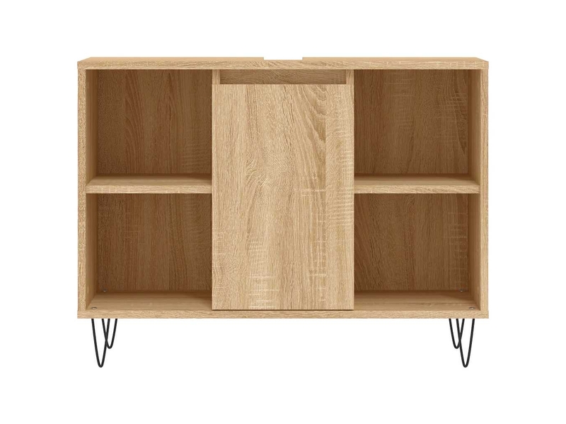  Meuble salle de bain rangement, commode chêne sonoma 80x33x60cm bois d'ingénierie shl2494  - Conforama E