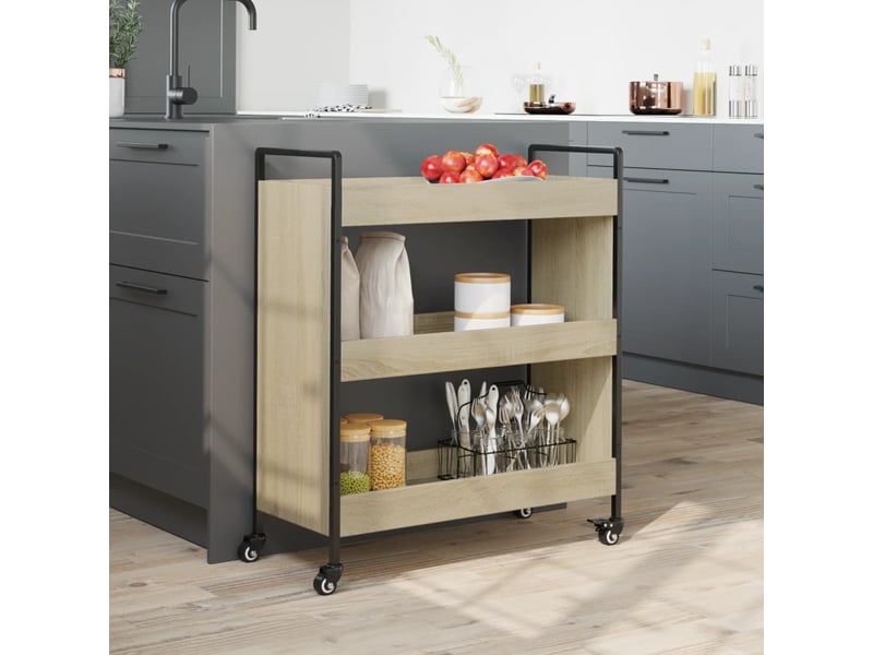 Desserte de cuisine, chariot de rangement chêne sonoma 70x30x82 cm bois d'ingénierie - Conforama D