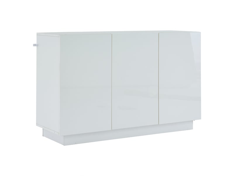  Buffet bas blanc 120x40x75 cm - meuble rangement cuisine avec 3 portes haut gloss et étagères intérieures  - Conforama A