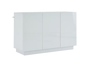 Buffet bas blanc 120x40x75 cm - meuble rangement cuisine avec 3 portes haut gloss et étagères intérieures