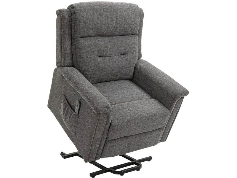  Fauteuil relax électrique releveur avec dossier inclinable, repose-pieds et poches latérales en polyester gris  - Conforama A