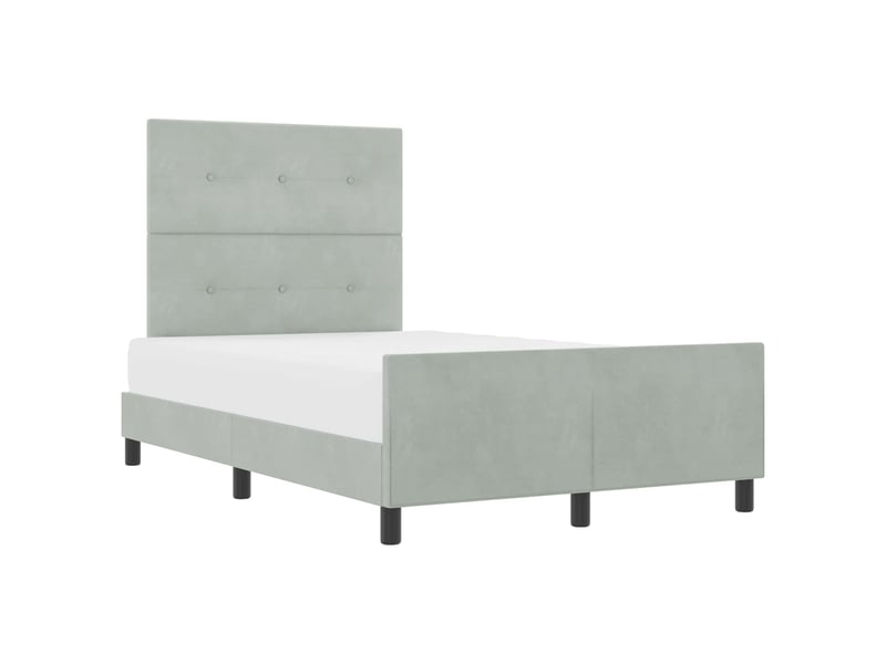 Lit double- lit adulte - lit à ressorts avec tête de lit gris clair 120 x 190 cm velours - Conforama A