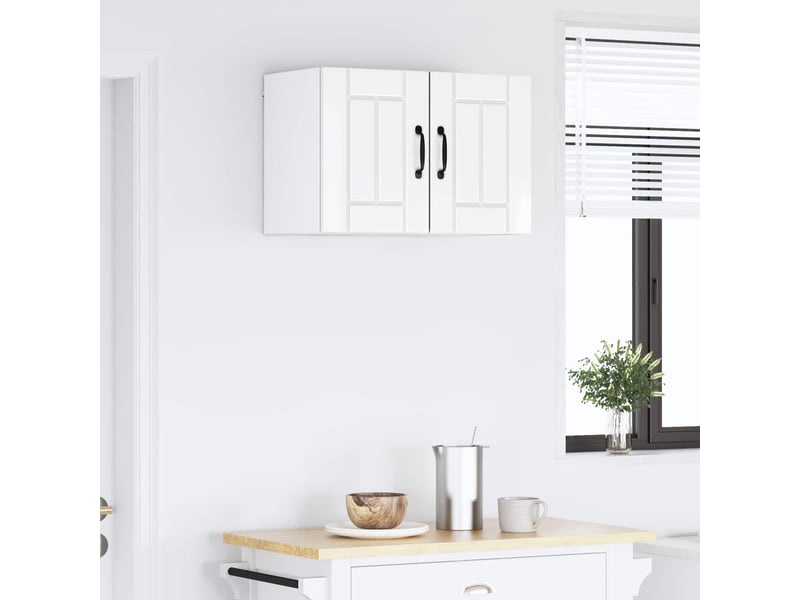  Meuble mural de cuisine, armoire de cuisine 2 pcs blanc brillant bois d'ingénierie shl7750  - Conforama D