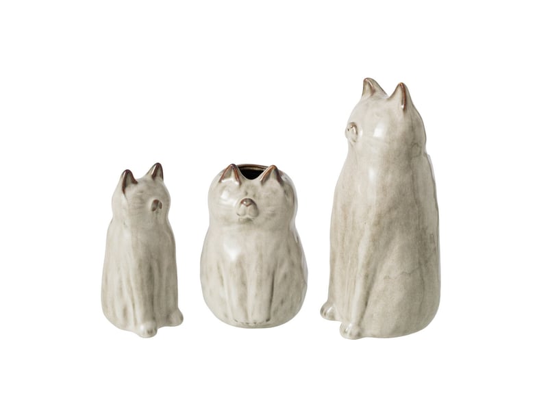  Vase design en porcelaine chat 26cm gris vert  - Conforama D
