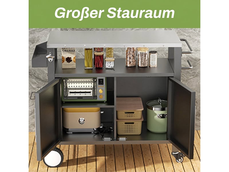 Chariot de barbecue,96,3x46x90,4 cm,avec rangement,métal,noir - Conforama C