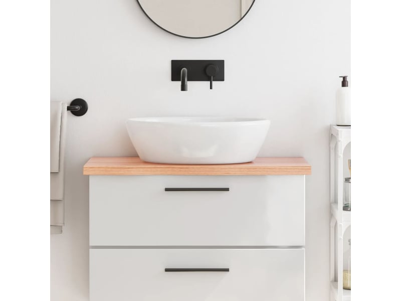 Comptoir de salle de bain, plan de travail marron 80x40x(2-4) cm bois traité cf65810 - Conforama B