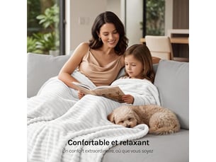 Plaid polaire blanc, flanelle côtelée, 125x150cm, moelleux et léger, pour lit et voyage, 350 gm²