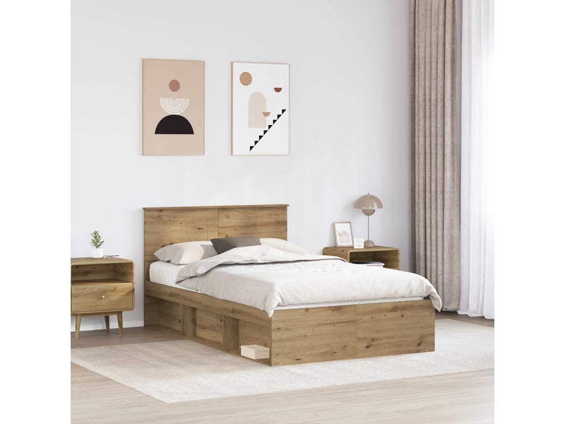 Lit double- lit adulte - cadre de lit chêne artisan 120 x 190 cm bois d'ingénierie - Conforama B