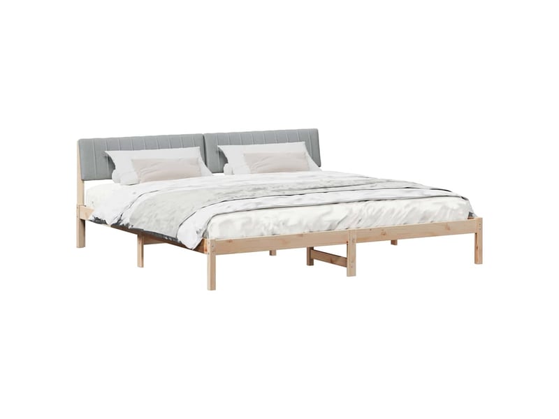 Lit double- lit adulte - cadre de lit avec tête de lit marron et gris clair 200 x 200 cm - Conforama B