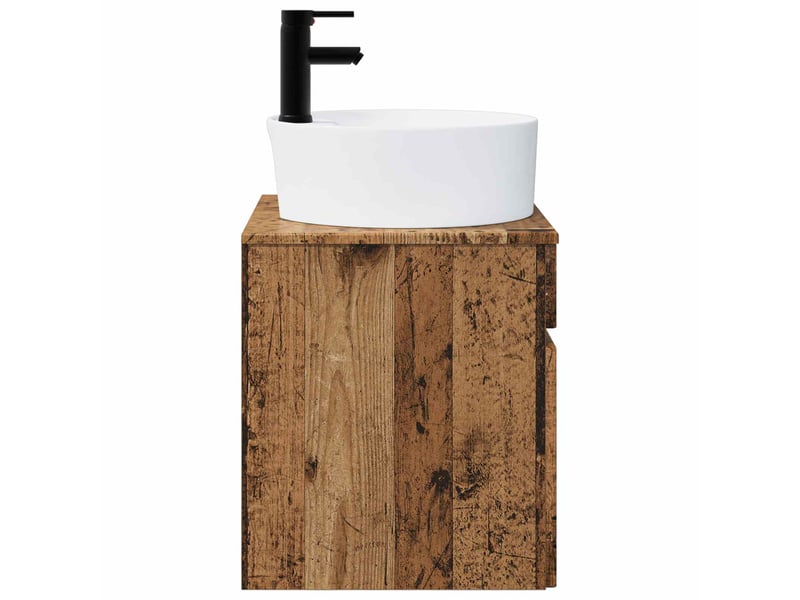 Meuble de lavabo mural, rangement salle de bain bois ancien 49x44.5x65 cm - Conforama C