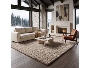 Tapis shaggy doux graphique taupe 200x290