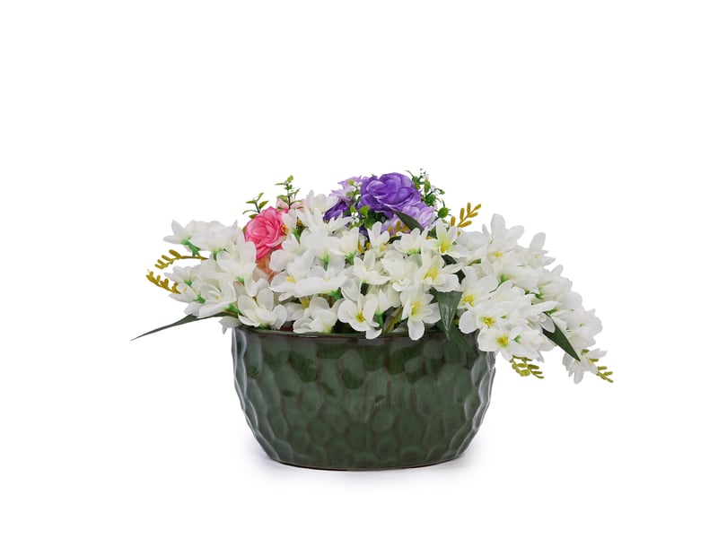  Lot de 3 pots de fleurs faits main en céramique ø 38,130,525,4 cm – vert antique – drainage intégré  - Conforama A