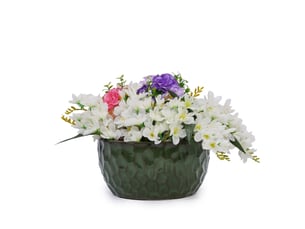 Lot de 3 pots de fleurs faits main en céramique ø 38,130,525,4 cm – vert antique – drainage intégré