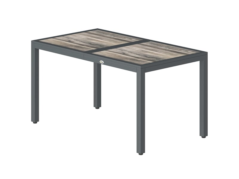 Table de jardin rectangulaire 4-6 personnes - 140 x 80 x 72 cm - acier effet bois gris - Conforama E