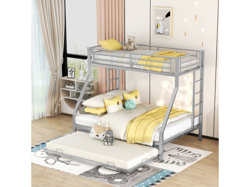 Lit superpose avec rangement lit métallique extractible, échelles bilatérales, multi‑usage pour toute la famille WX000124AAK-1 - Conforama B