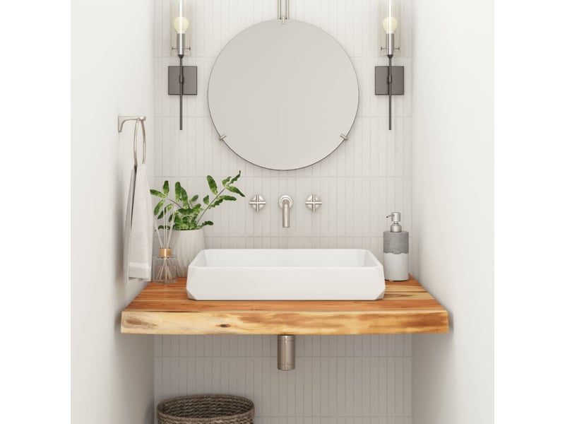 Comptoir de salle de bain, plan de travail 60x60x3,8 cm carré bois massif acacia cf65756 - Conforama B