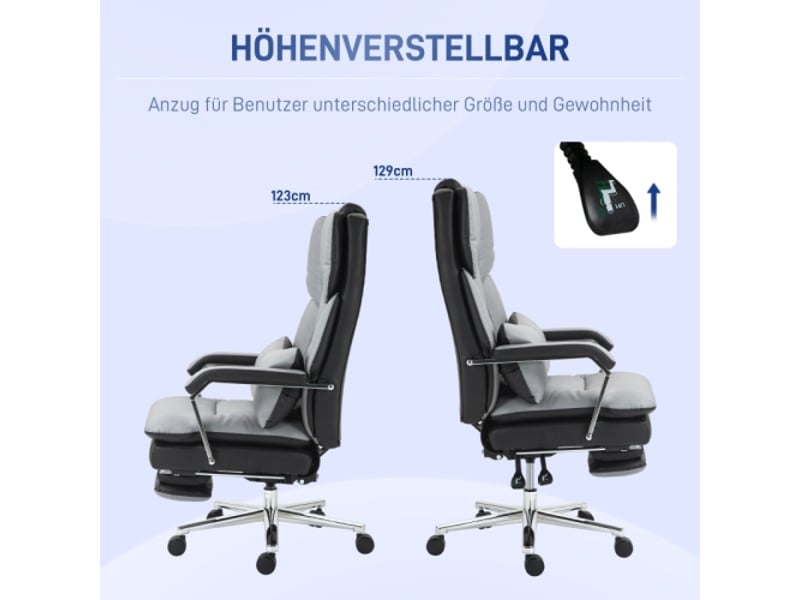  Chaise de bureau ergonomique réglable, gris clair et noir, 63x71x123-129 cm  - Conforama E