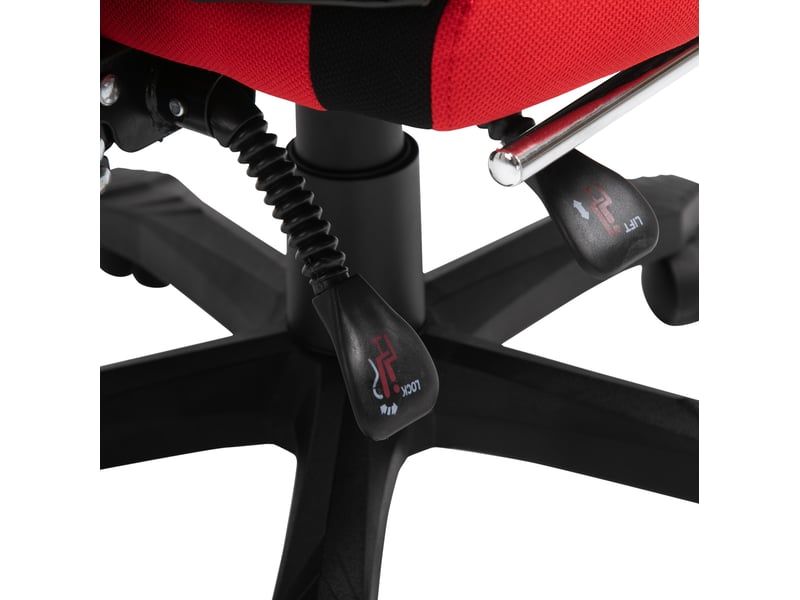  Chaise de bureau gaming 58 x 63 x 112-122 cm noir et rouge en polyester, avec repose-pieds rétractable  - Conforama D