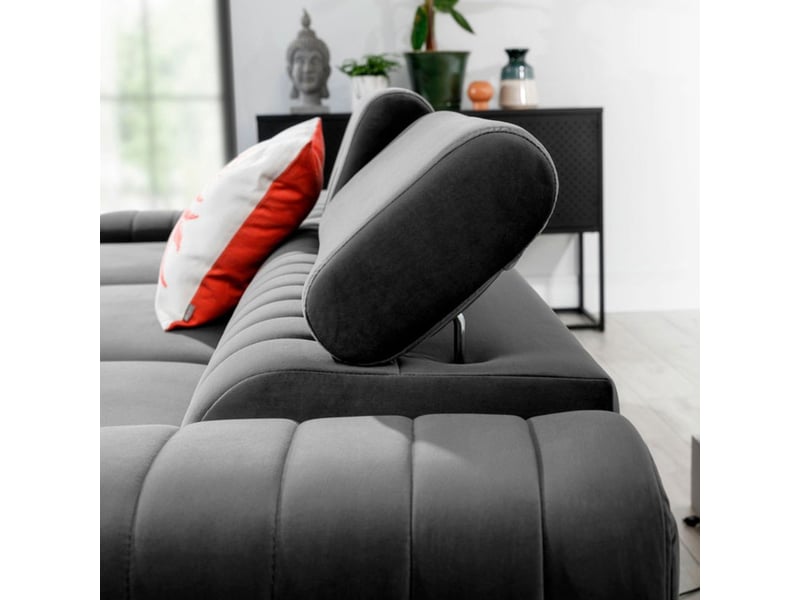  Canapé d'angle gauche gris convertible 3 places jayson avec coffre  - Conforama C