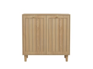 Meuble à linge 69,5x35x70,5 cm, 2 paniers amovibles, armoire de tri inclinée, grand panier à linge, mdf, couleur chêne
