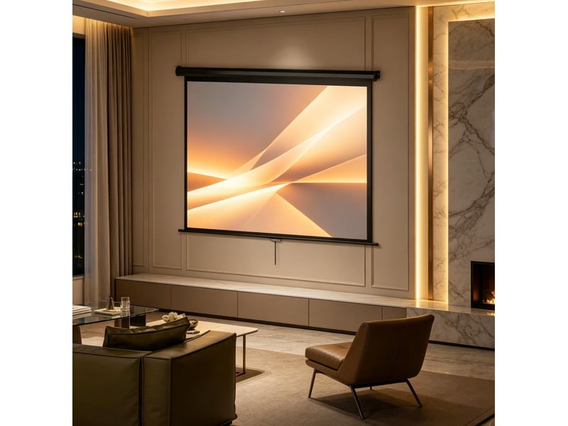  Écran de projection manuel 165 x 124 cm – noir – format 4:3, fixation murale et plafond, verrouillage réglable  - Conforama B