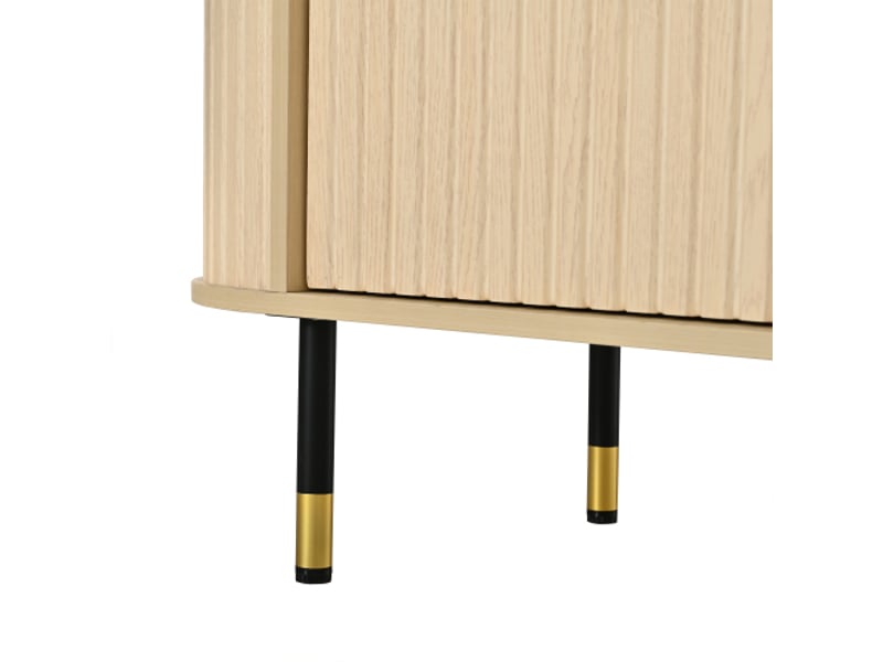  Meuble tv bas ovale 180x40x58 cm – armoire à portes coulissantes et 2 tiroirs, effet bois, salon  - Conforama E