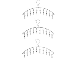 Crochets muraux lot de 3 sèche-linge en acier inoxydable avec 10 pinces pour chaussettes, sous-vêtements et petits articles, gris