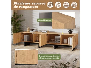 Meuble tv coloris naturel 180 cm <strong></strong> <strong></strong>