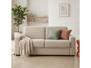 Canapé droit convertible <strong>HOMIFAB</strong> <strong>Anzio</strong> 3 places Tissu beige