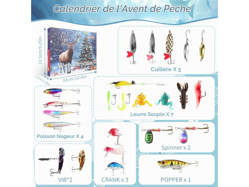 Calendrier de l’avent pêche 2026 pour homme, 24 leurres de pêche, calendrier de noël pour adulte et jeune pêcheur - Conforama B