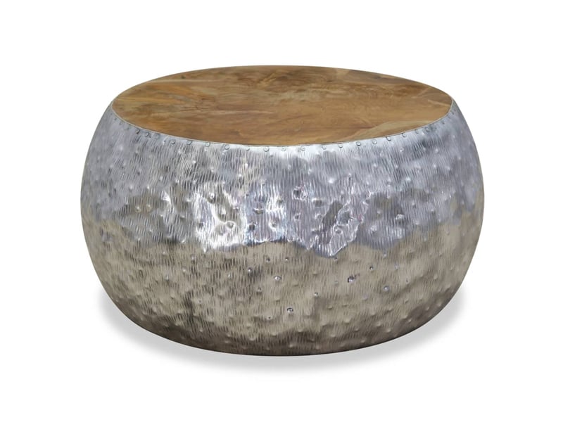  Table basse | table d'appoint salon aluminium teck 60x60x30 cm  - Conforama D