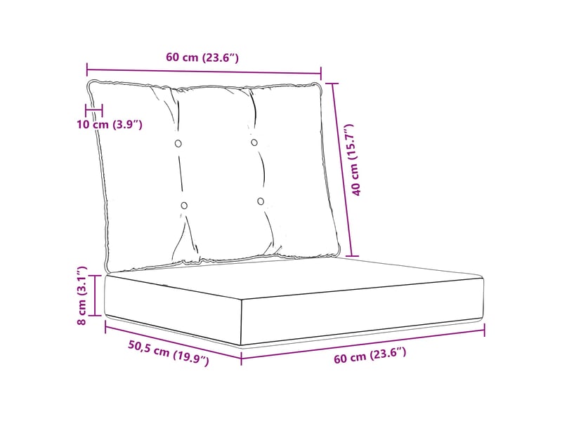  Coussin de canapé d'extérieur, coussin de chaise polyester gris 60 x 50,5 cm cf54085  - Conforama E