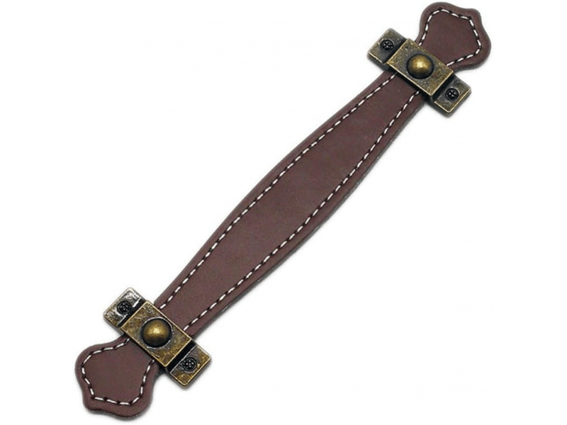  2 poignées en cuir pour tiroirs, poignées de valise vintage, poignées pour meubles avec vis, couleur marron (128 mm)  - Conforama E