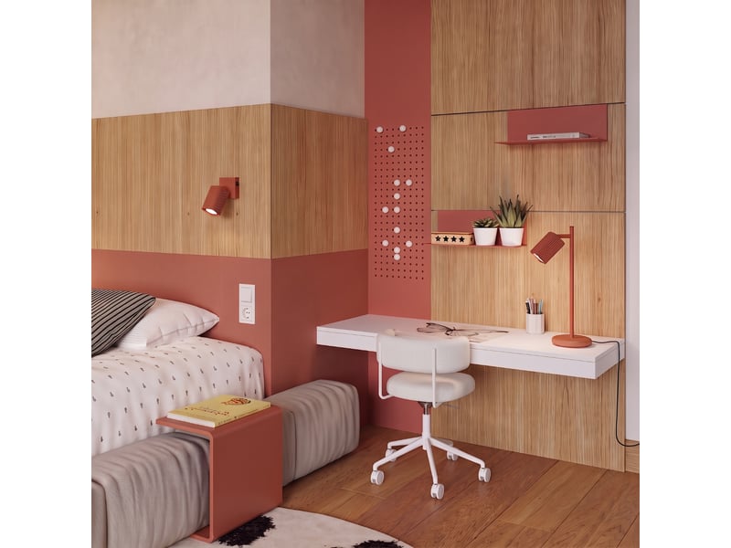  Applique rayo ocre rouge avec interrupteur aluminium moderne 16x8x16cm SL.3189 - Conforama C