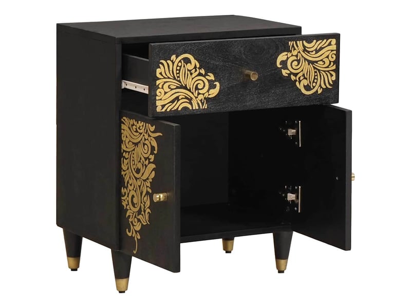  Table de chevet avec porte avec tiroir noir 50 x 33 x 60 cm  - Conforama A