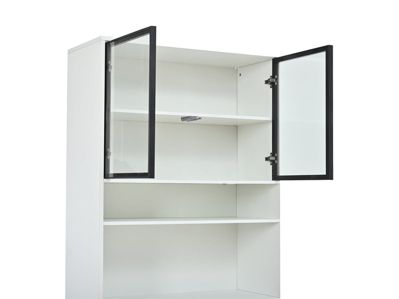  Lot de 2 vitrines 8 portes en verre 2 tiroirs led en mdf blanc N625P489007008W-2 - Conforama D
