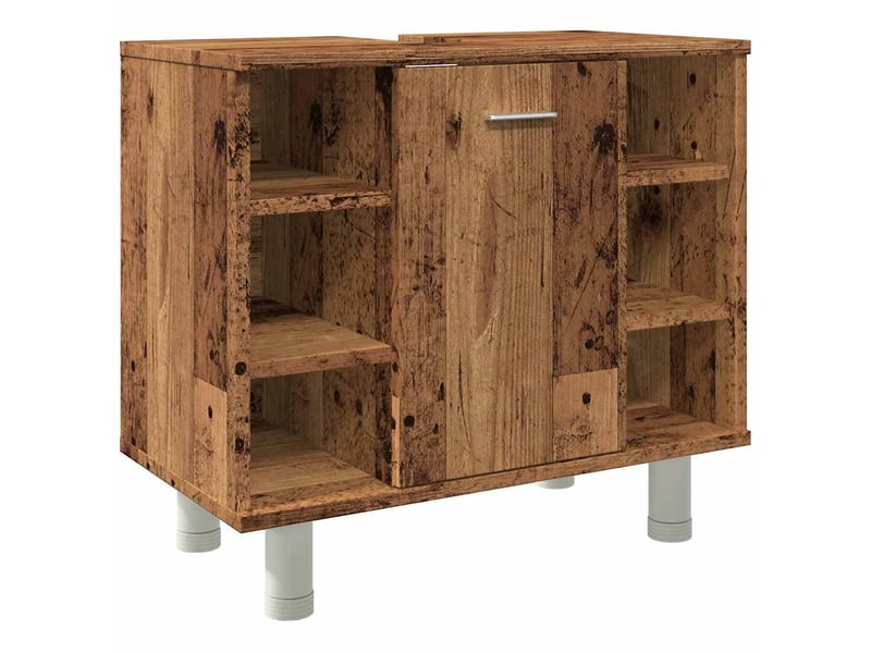  Armoire de salle de bain, meuble de rangement vieux bois 60x32x53.5 cm  - Conforama A