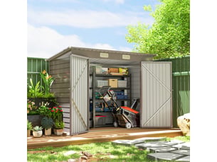 Abri de jardin haselbach en acier galvanisé sécurisé 2 portes gris clair 3 m²