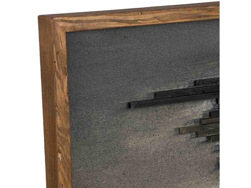  Tableau en bois fait main recyclé avec relief beige et noir 62x4x82 cm h  - Conforama E