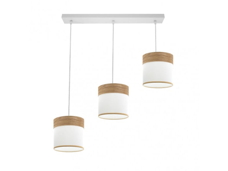  Rampe de plafond fabrilamp cloe blancbois clair 3 x e27 hauteur réglable 35-108 cm 60x16 cm 175493085 - Conforama D