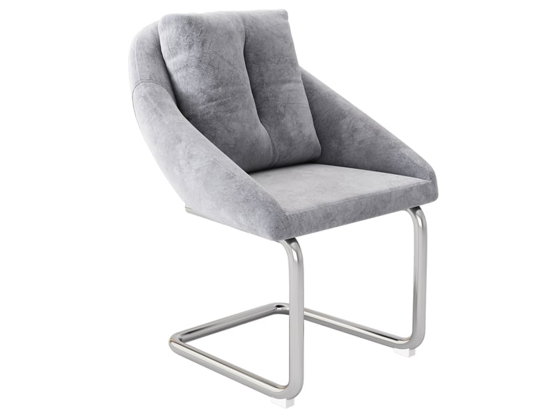  Lot de 6 chaise de salle à manger 59x65x82 cm – gris – en velours avec coussin et structure métal  - Conforama D