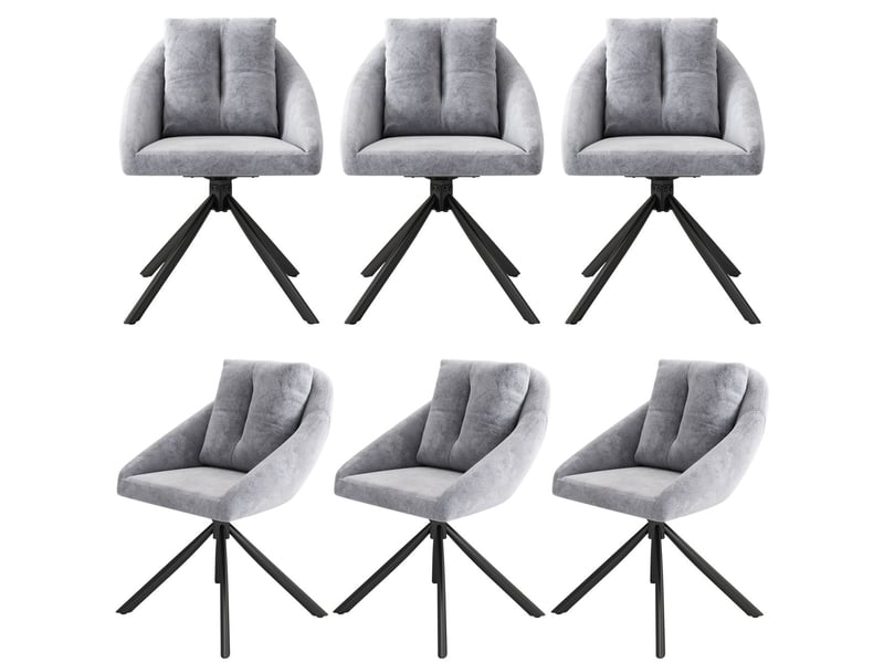  Lot de chaises 6 chaises chaise repas pivotante style moderne velours respirant design ergonomique gris élégant  - Conforama E