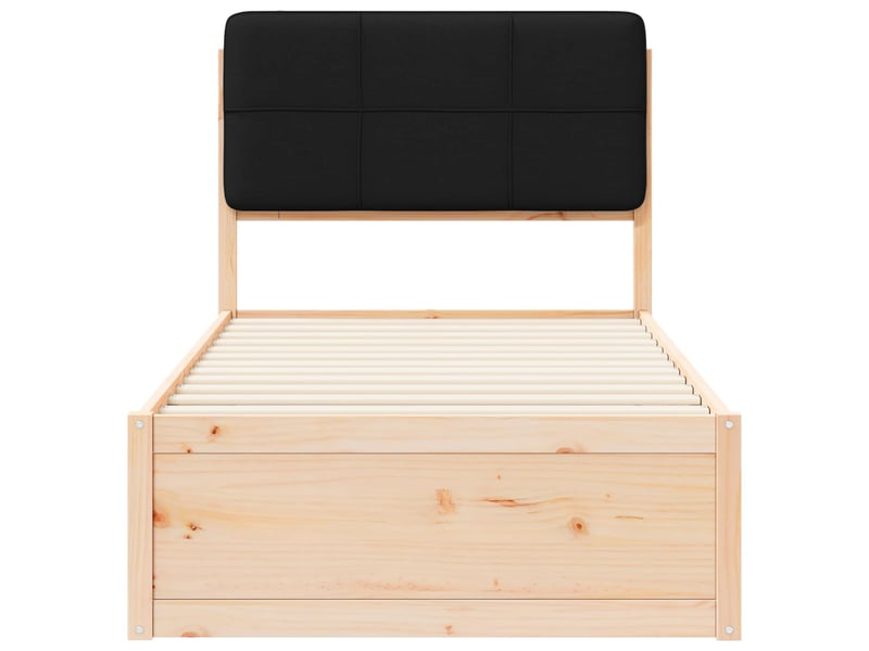  Lit simple- lit adulte -  cadre de lit avec tête de lit rembourrée noir 80 x 200 cm  - Conforama D