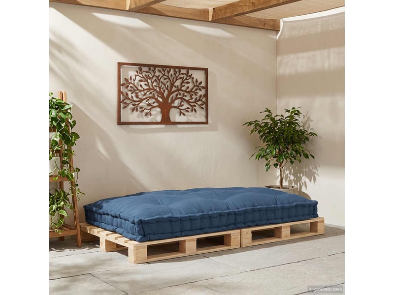  Coussin de canapé sur palette, coussin de chaise indigo 120 x 80 x 12 cm tissu cf54216  - Conforama C