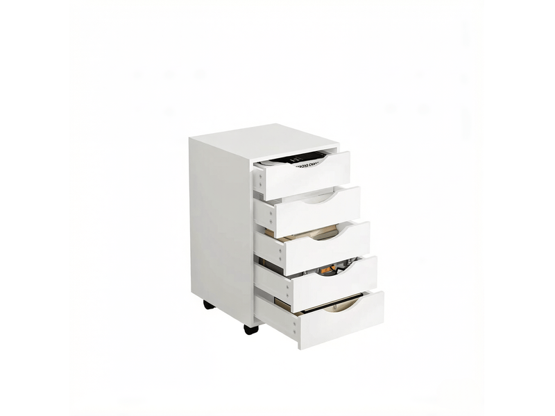  Caisson de rangement mobile à 5 tiroirs, 40x40x66,5 cm, blanc  - Conforama A